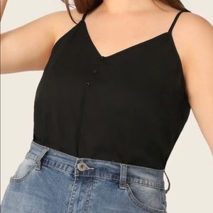 Black button short sleeve top